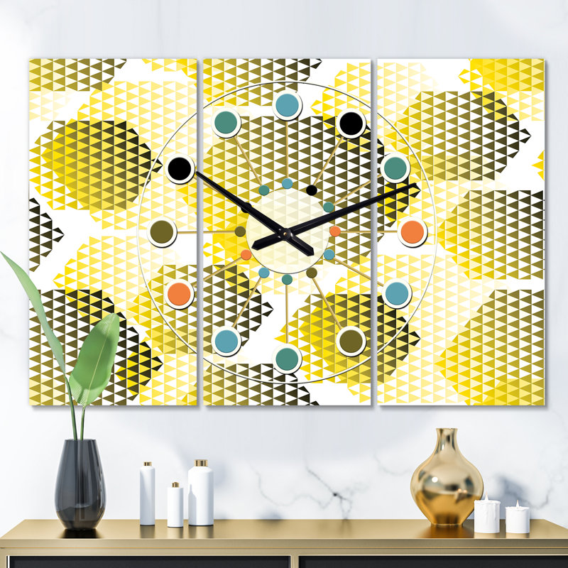 Horloge murale hexagonale rétro surdimensionné Mid-Century