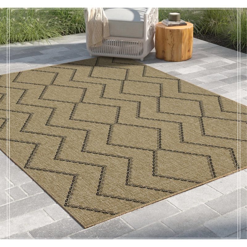 Jute/Black Indoor/Outdoor Area Rug, Rectangle 7'10" x 10'3"