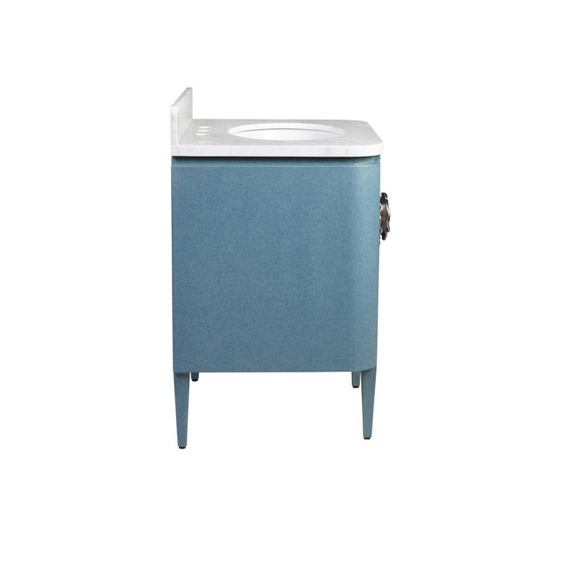 Briallen 30" Freestanding Standard Single Bathroom Vanity with Top, Polished Nickel, Lacquered Blue