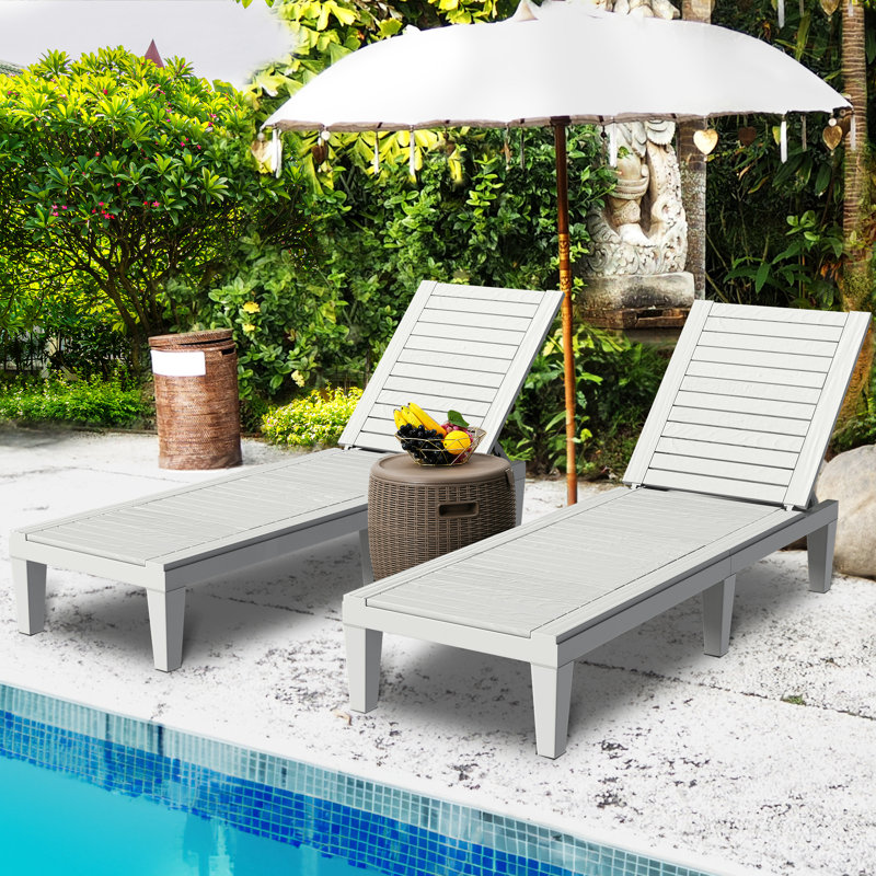 Elainea Outdoor Chaise Lounge, Off White