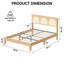 Grand lit plateforme en rotin de taille grand lit avec DEL RVB, tête de lit et tablettes de rangement, aucun sommier requis, assemblage facile-2074143042