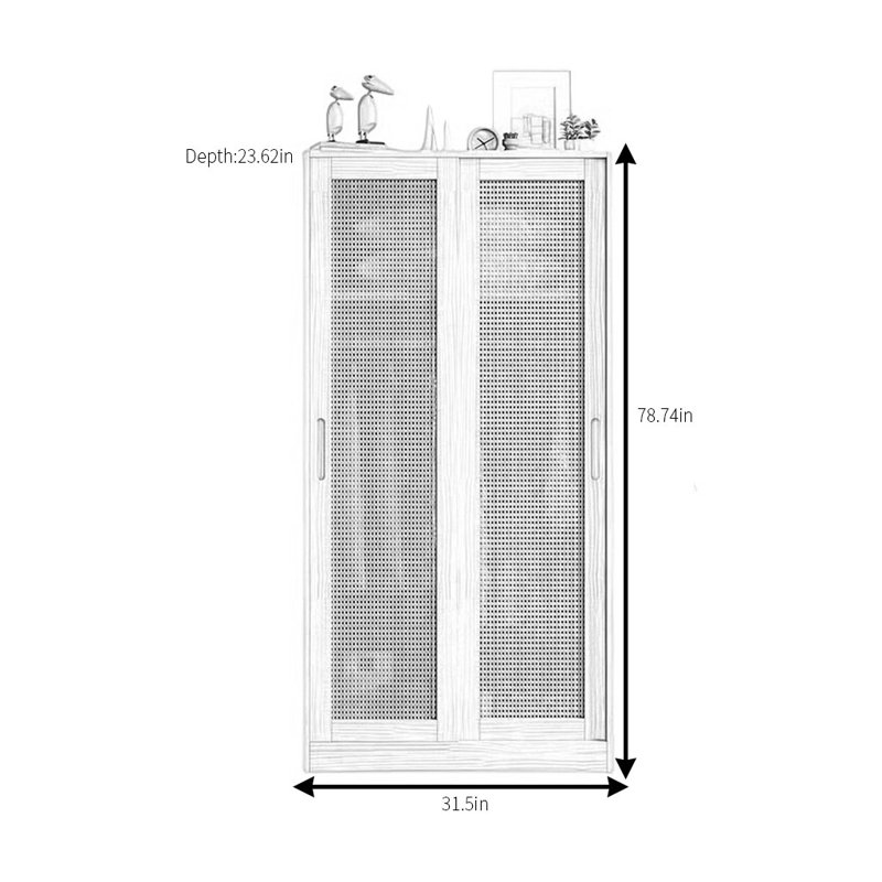 Armoire moderne en rotin, H 79 po x l 31 po x P 24 po