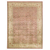 Hand Knotted Wool Area Rug in Red And Gold