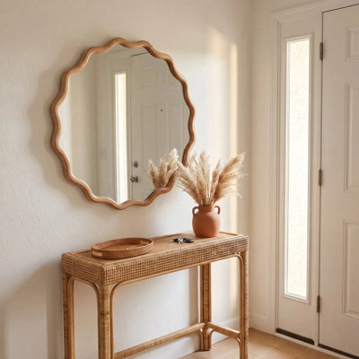 Miroir décoratif rond en bois massif Wavy