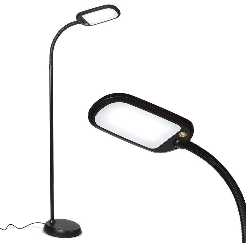 Jet Black Adjustable LED Floor Lamp with Gooseneck