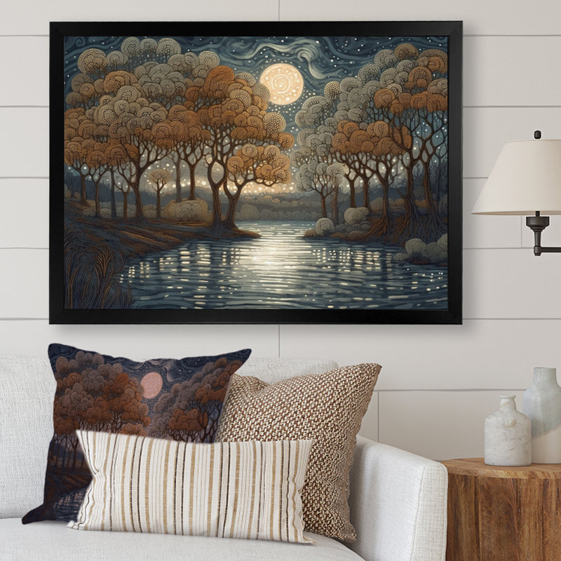 «Roselani Blue and Brown Drama Of A Stormy Night City», reproduction sur toile, Cadre photo noir, H 12 po x l 20 po x P 1 po