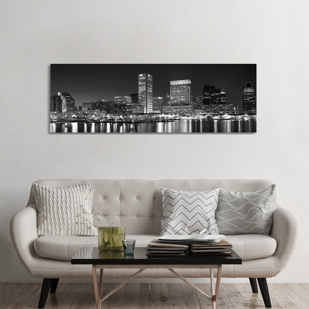 City At The Waterfront, Baltimore, Maryland, USA - Wrapped Canvas Panoramic Print
