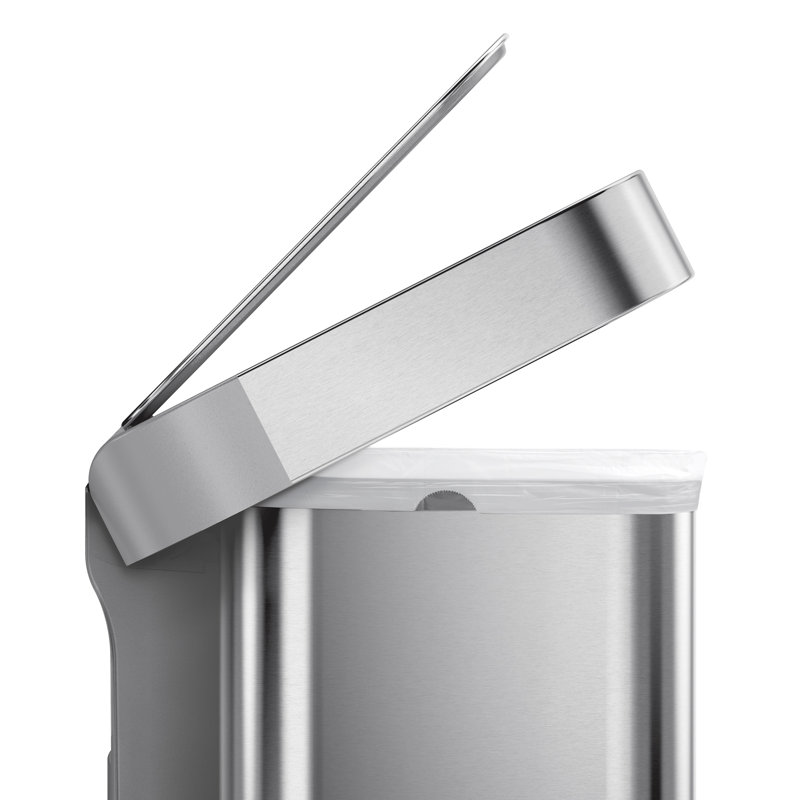 simplehuman 45 Liter / 12 Gal Rectangular Hands-Free Kitchen Step Trash Can, Brushed