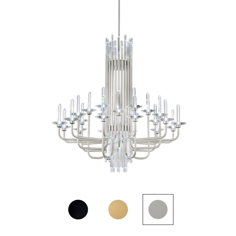Calliope 24 Light Crystal LED Chandelier, Soft Silver