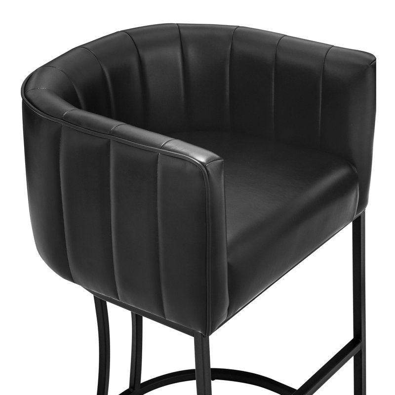 26.4" H Counter Height Bar Stools, Modern Barrel Counter Stools With Backrest And Arms,   Metal Legs, Upholstered Accent Barstools For Kitchen Island