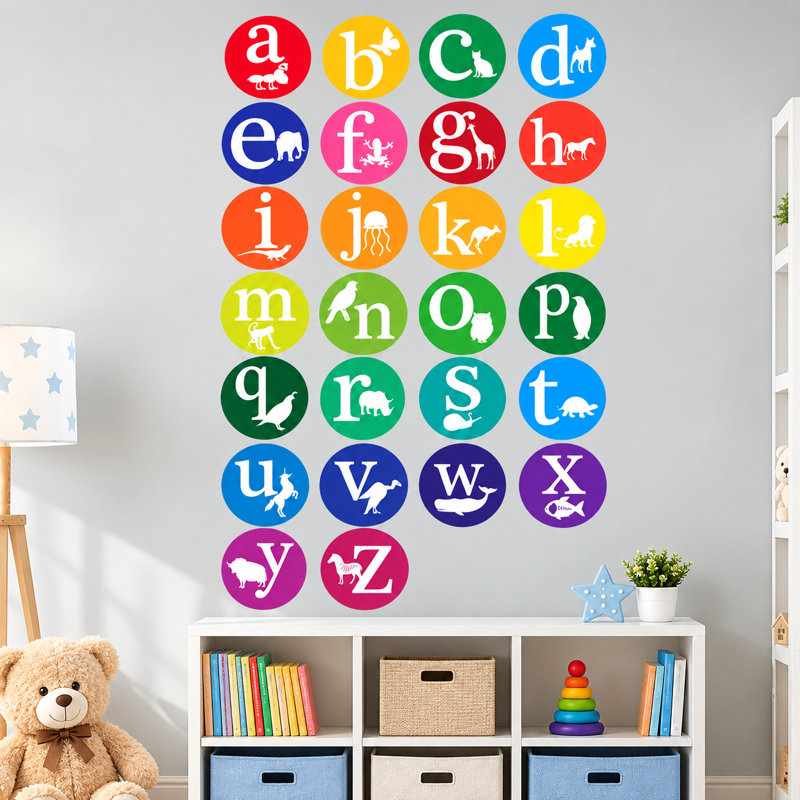 Text & Numbers Non-Wall Damaging Wall Decal, Scheme A