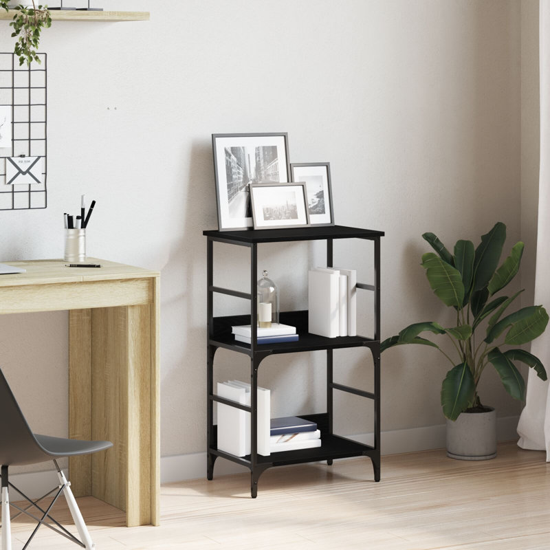 Holweg 50cm W Steel Standard Bookcase, (2 Shelves) 82 cm H x 50cm W x 33cm D, Black Oak