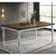Table de salle à manger deux tons rustique avec pieds tournés en bois massif, base blanche et plateau de table au fini chêne vieilli, placage en bois d'hévéa, l 72 po x P 40 po x H 31 po, épaisseur du plateau de la table 1,7 po, pied requis