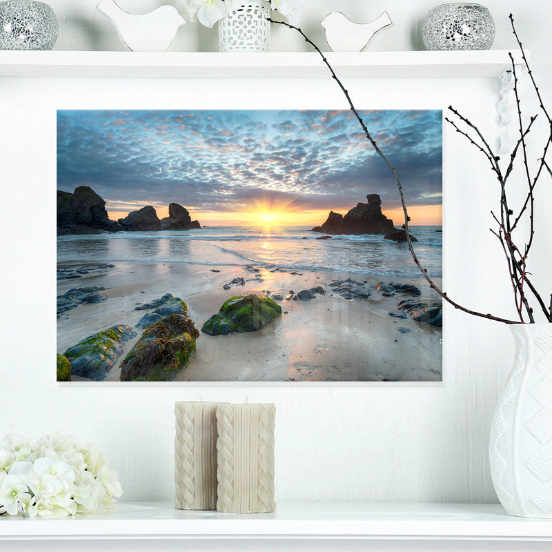 Magnifique baie de Porthcothan - imprimé bord de mer, H 36 po x l 36 po, Impression encadrée, Métal métal