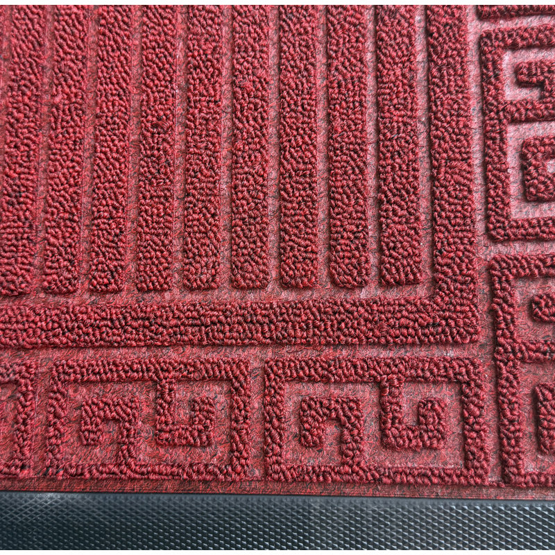 Tapis de porte polyvalent rouge antidérapant avec support en caoutchouc robuste toutes saisons
