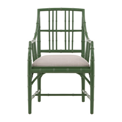 Furniture Classics Riley Green Mahogany Linen Seat Arm Chair