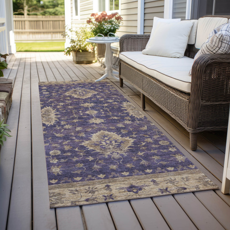 Machine Washable Indoor/Outdoor Xhevrie Purple Rug, Runner 2'3" x 7'6"