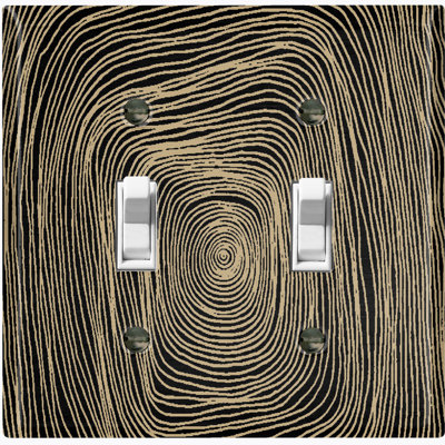 Metal Light Switch Plate Outlet Cover (Abstract Swirl Art Gray - Double Toggle)