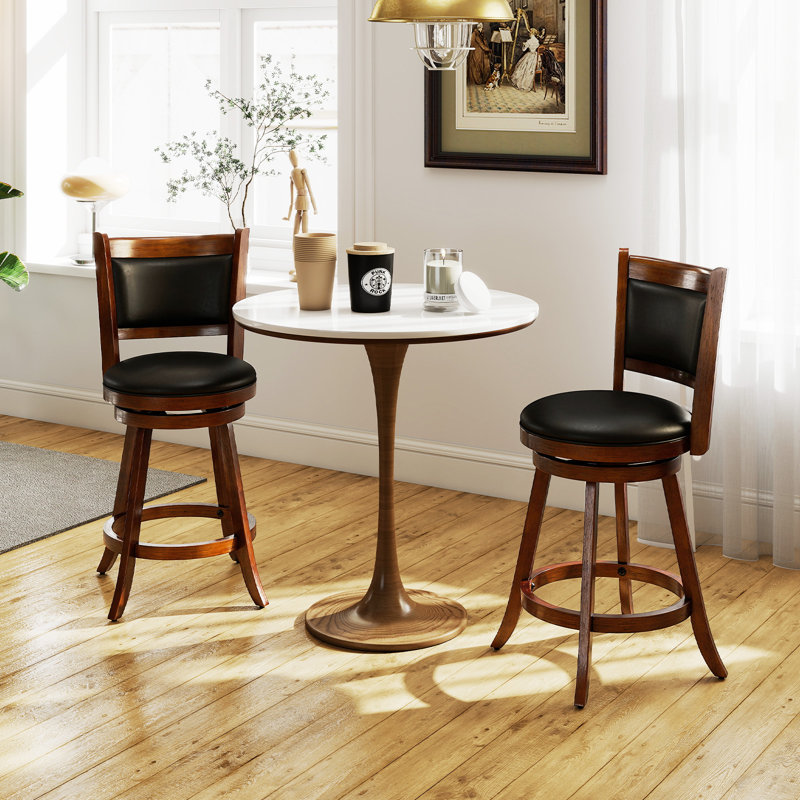 Carney Swivel Upholstered Counter Stool with Solid Wood Frame