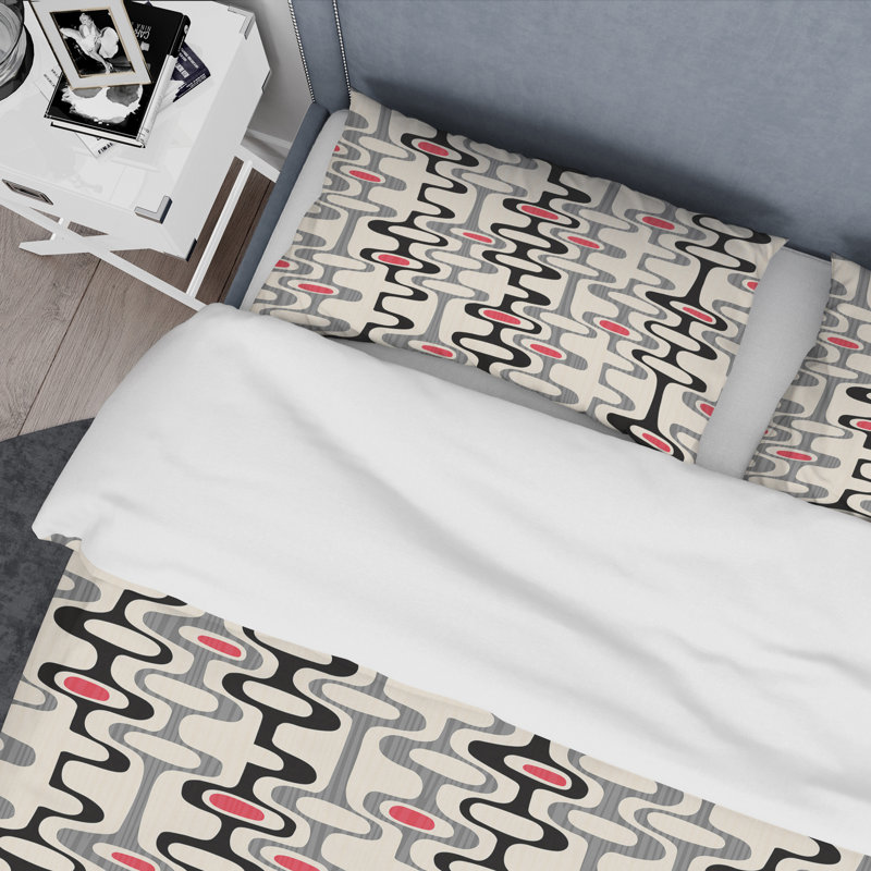 Ensemble de housse de couette Abstract Retro Abstract Mid-Century Mid-Century, Housse simple + 1 taie décorative