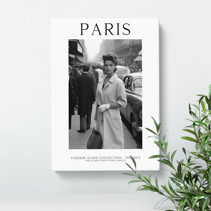 Fashion Icons Woman Paris France - Wrapped Canvas