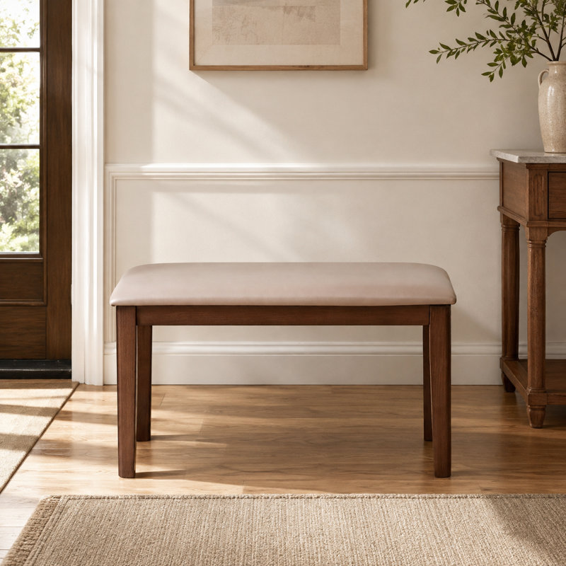 Banc rembourré en tissu brun Tech