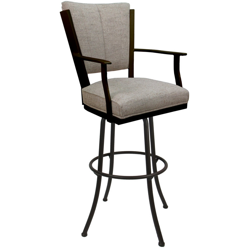 Très grand tabouret pivotant en métal Varges, Bois flottant Hemsath, Brun