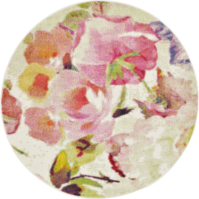 Tapis rose / jaune Forsan, Rond 6 pi