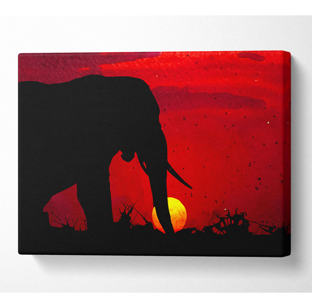 Elefant bei Sonnenuntergang - Kunstdrucke auf Leinwand