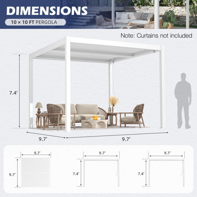 Erommy Louvered Pergola with Adjustable Waterproof Roof, Aluminum Outdoor Gazebo for Patio, Deck & Hot Tub