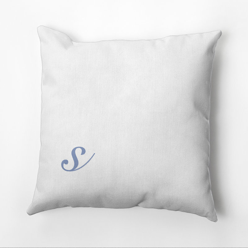 Monogram Design Collection Reversible Throw Pillow, 18"x18", Blue, S