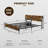 King Bed Frame with Storage Shelf Headboard & Charging Station, Industrial Metal and Wood Platform Bed with LED Lights, No Noise, No Box Spring Needed, Brown-1508989899-1508989897