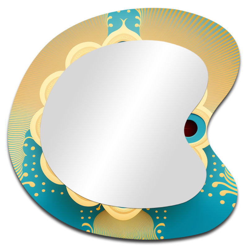 Grand miroir mural asymétrique Blossoming Golden Moon I, 27 po x 27 po