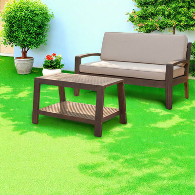Ensemble de salle à manger de patio moderne en bois d'acacia avec rangement pour le confort extérieur