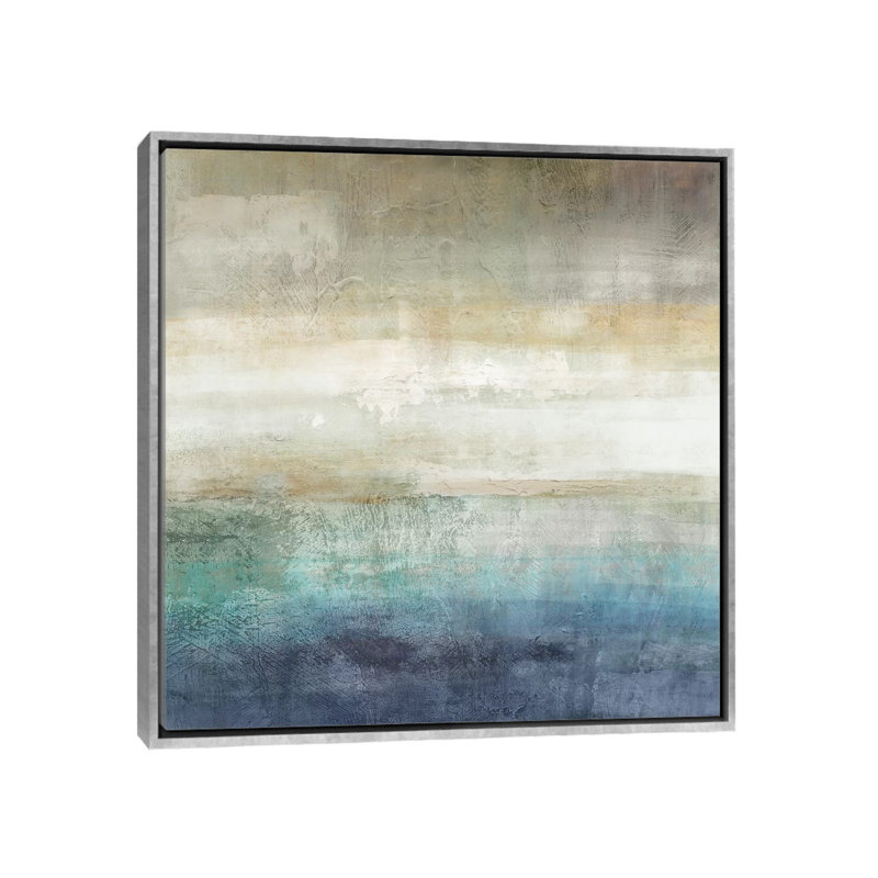 Reproduction d’art, "Mountain Lake" par Nan, H 37 po x l 37 po x P 1,5 po, Toile avec cadre argenté, Pas de tapis