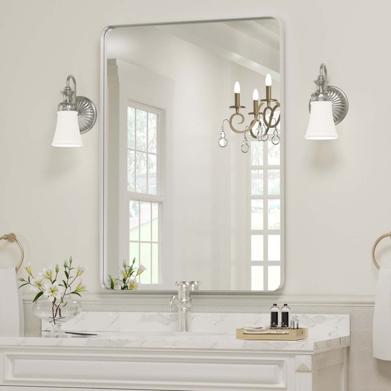 Miroir de salle de bain Morelock, Argent, 28 po x 20 po