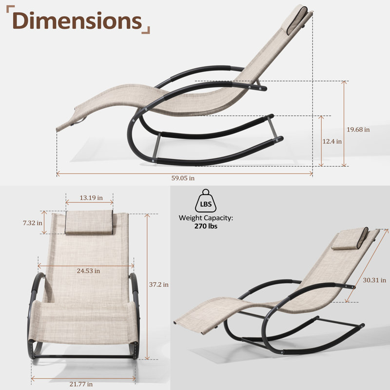 Tyshika Outdoor Metal Chaise Lounge, Beige