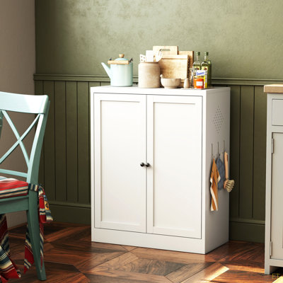 34.6"  Metal Pantry Cabinet With Adjustable Shelves - Freestanding Kitchen Storage Organizer With Easy-Grip Handles,  Assembly Required, Ideal For Kit