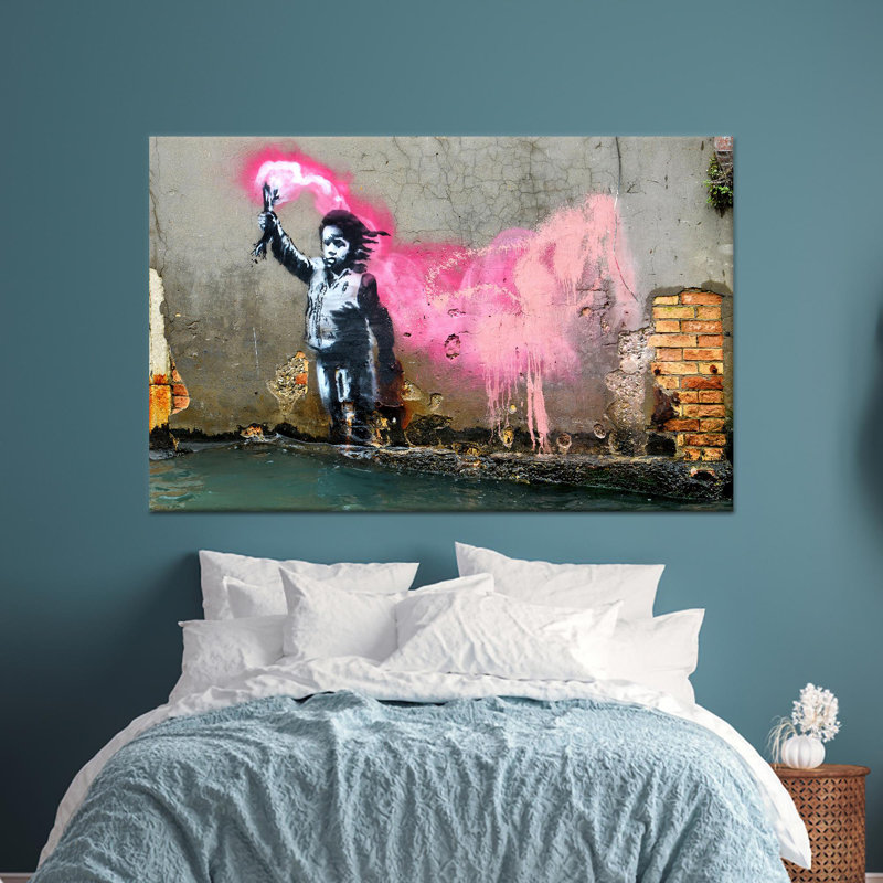 Impression sur toile Banksy, enfant moderne, décor mural moderne, 1P, H: 11,9 po x l: 15,8 po