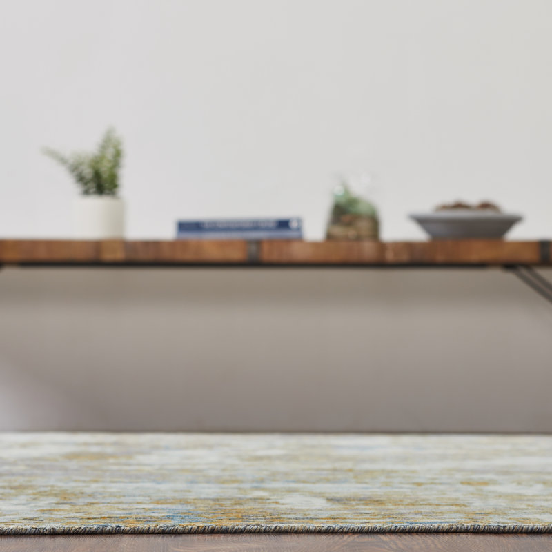Abstract Area Rug in Yellow, Rectangle 9'6" x 13'
