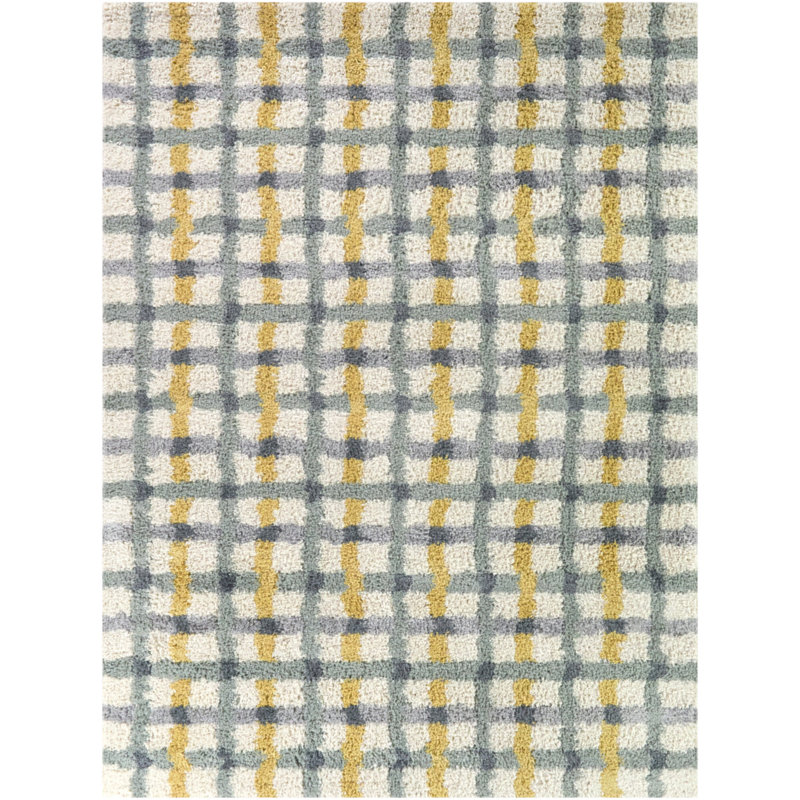 Griffith Blue/Yellow Kids Modern Grid Area Rug, 5'3" x 7'
