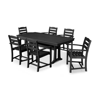 La Casa Café 7-Piece Arm Chair Dining Set with Trestle Legs -  POLYWOOD®, PWS297-1-BL