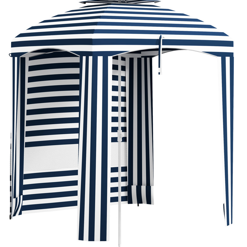 Parasol de plage Pacificia Square, Bande bleue et blanche