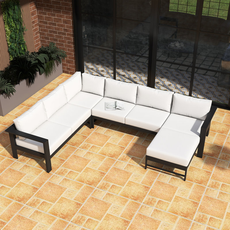 U-Shaped Multi-Person Outdoor Sofa Set, White