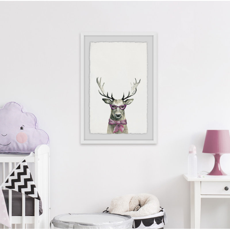 «Caravelle Po-Faced Deer», reproduction encadrée, H 18 po x l 12 po x P 1,5 po, Cadre blanc
