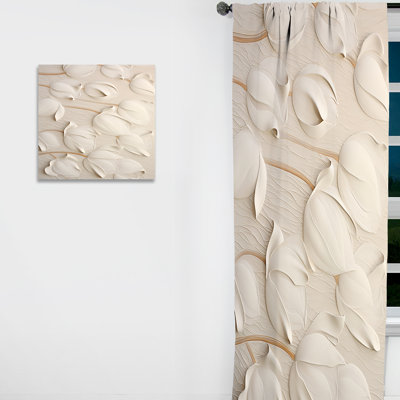 Fulcher Minimalism White Tulips Symphony - Traditional Velvet Curtain - Room Darkening - 1 Panel