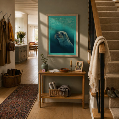 Seal in Turquoise Coastal - Framed Print