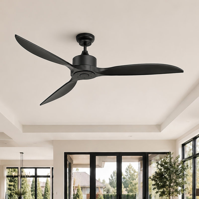 65" High-Airflow 7500CFM Solid Wood Large Ceiling Fan Remote Control No Light, 6-Speed, Reversible Airflow Silent DC Motor, 3CCT Dimmable