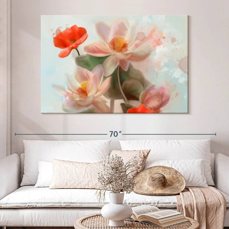 Harnek lys et coquelicots abstraits, H 34 po x l 51 po