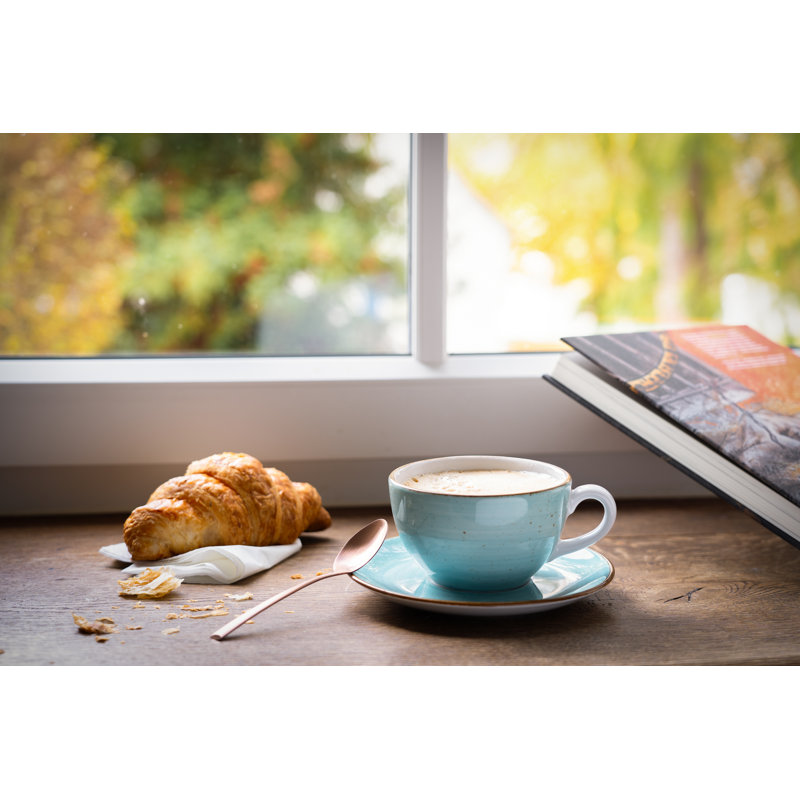 Vintage Nature Porcelain Cappuccino Cup, White/Turquoise/Blue